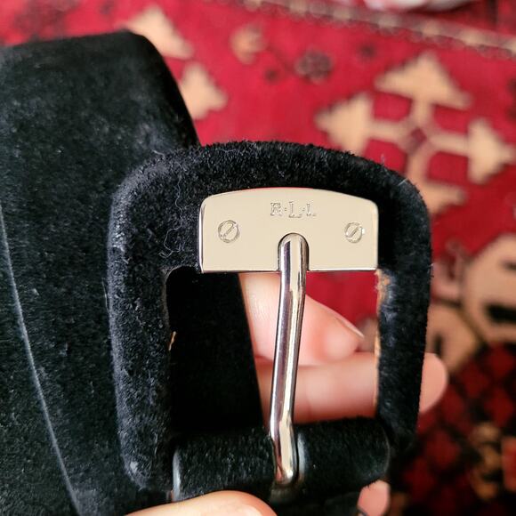 Ralph Lauren Black Suede Leather Belt Sz S - Picture 2 of 8